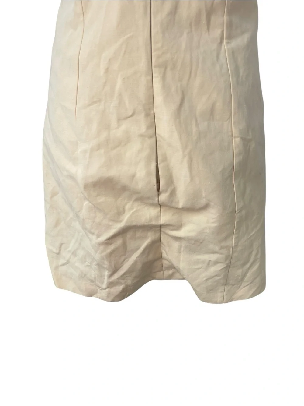 Zara Cutout Ruched Linen Mini Dress Tan Peach